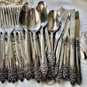 Vintage Northcraft Stainless Steel Flatware Set • Ornate Scroll Pattern, Japan image 6
