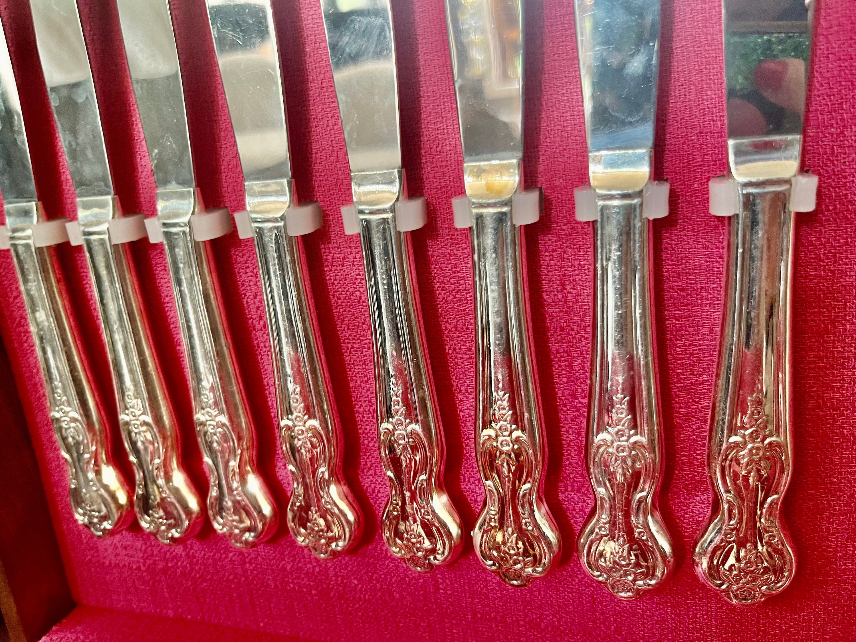 Complete Set for 12 Persons Vintage Silver Plated Silverware (1951) Inspiration Magnolia by Rogers & Bros - 64 Items