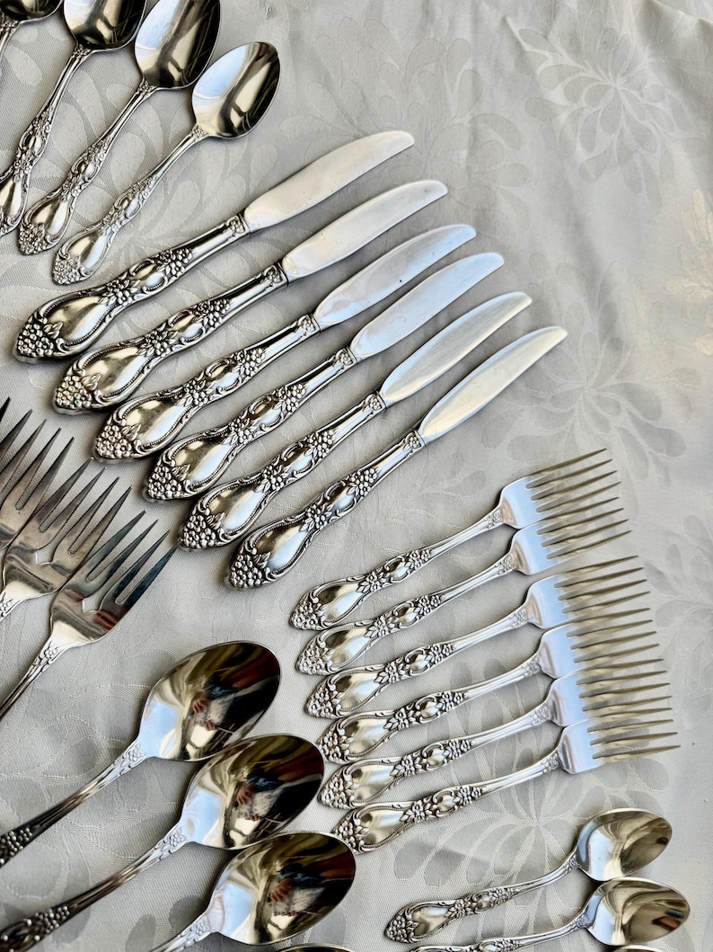 Vintage Oneida Huntington USA (Stainless 1977-1991) Flatware Set – Complete Set for 6 (36 items) Bild 14
