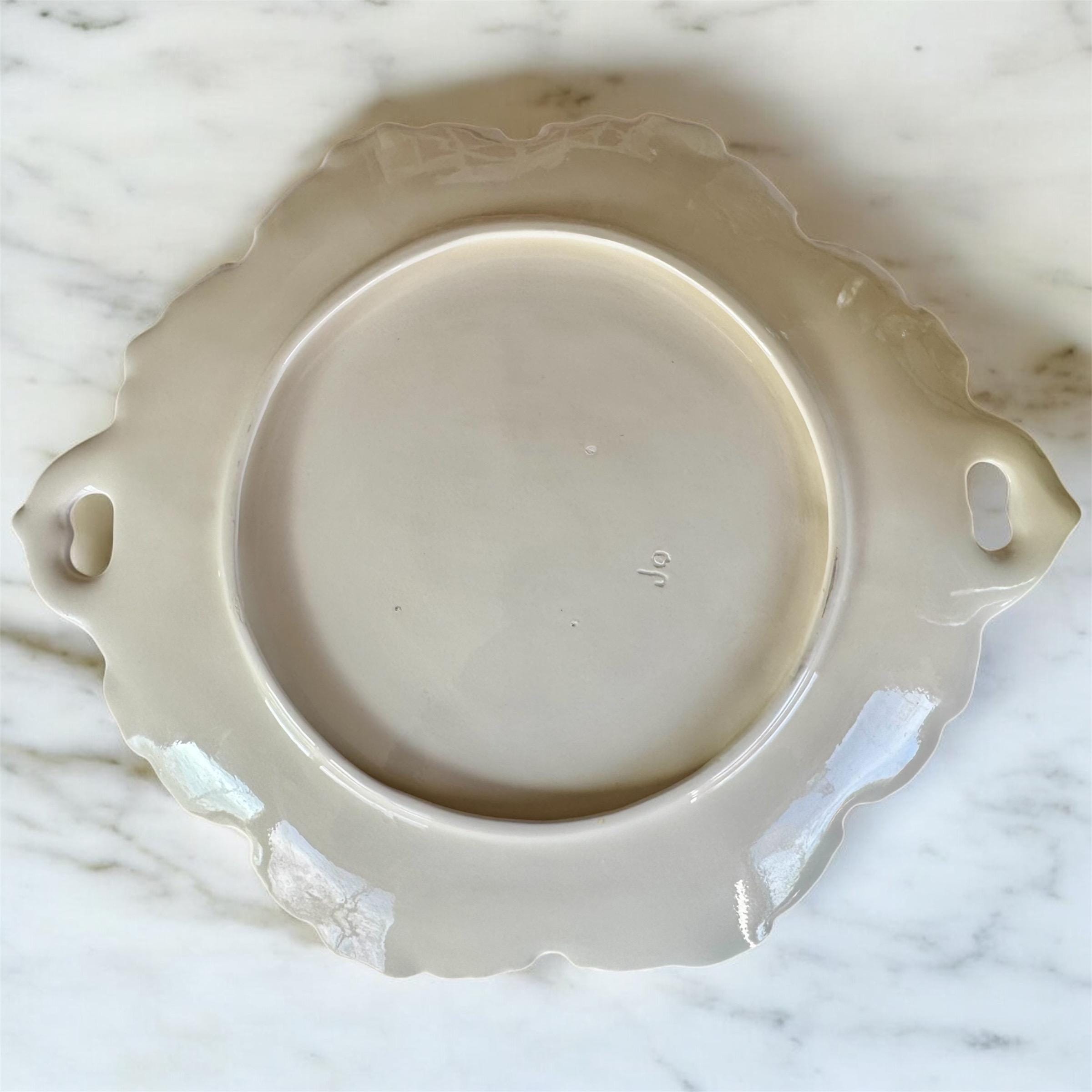 Vintage Japanese Export Floral Handled Tray – Large 16” Pastel Blossom Serving Dish