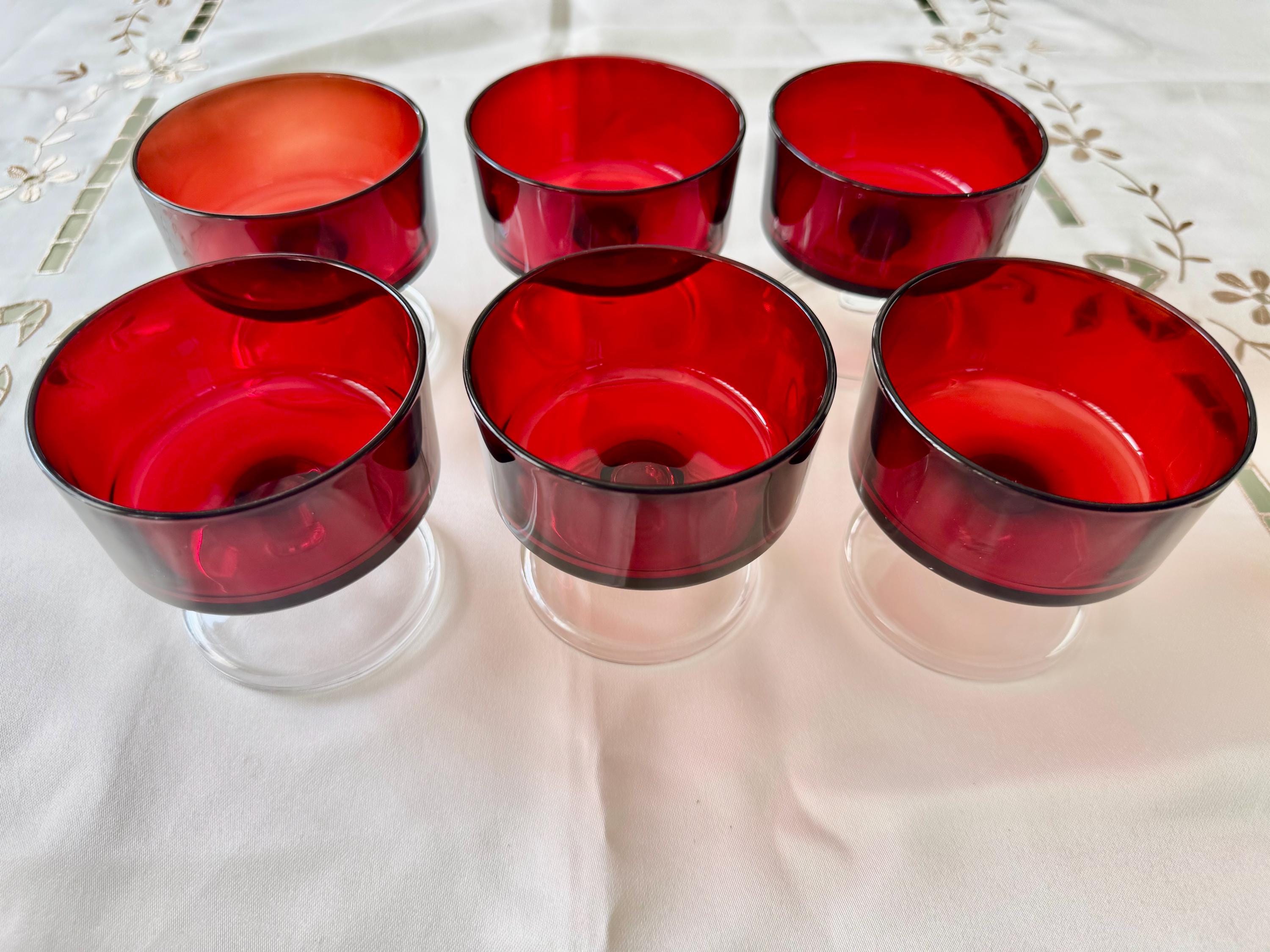 Vintage Luminarc Ruby Red Liqueur Glasses: 1970s French Barware