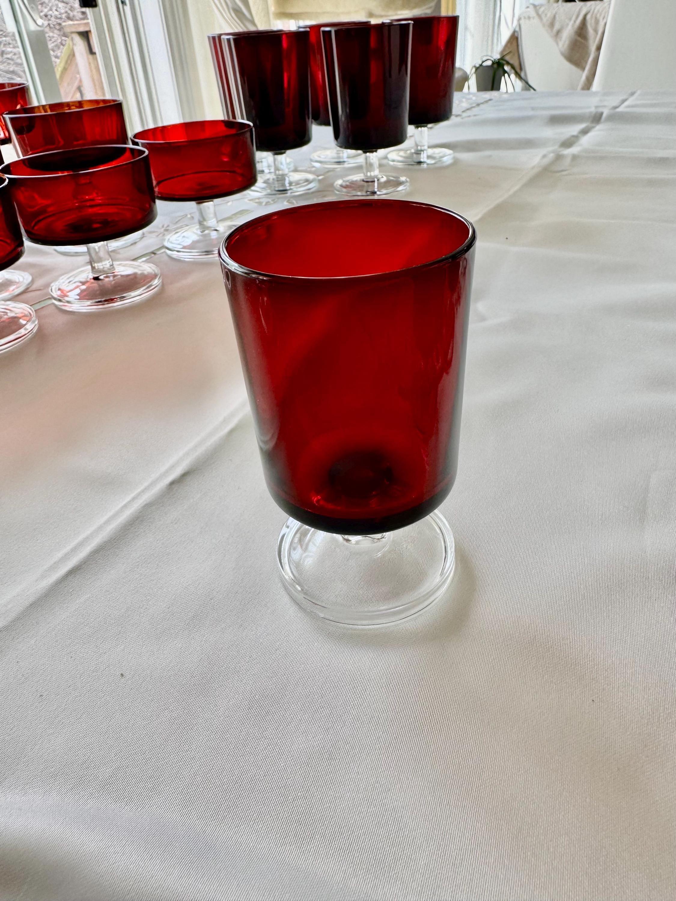 Vintage Luminarc Ruby Red Liqueur Glasses: 1970s French Barware