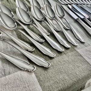 Rostfrei Solingen verzilverd bestek – complete service voor 11 + extra's – Duitsland afbeelding 9