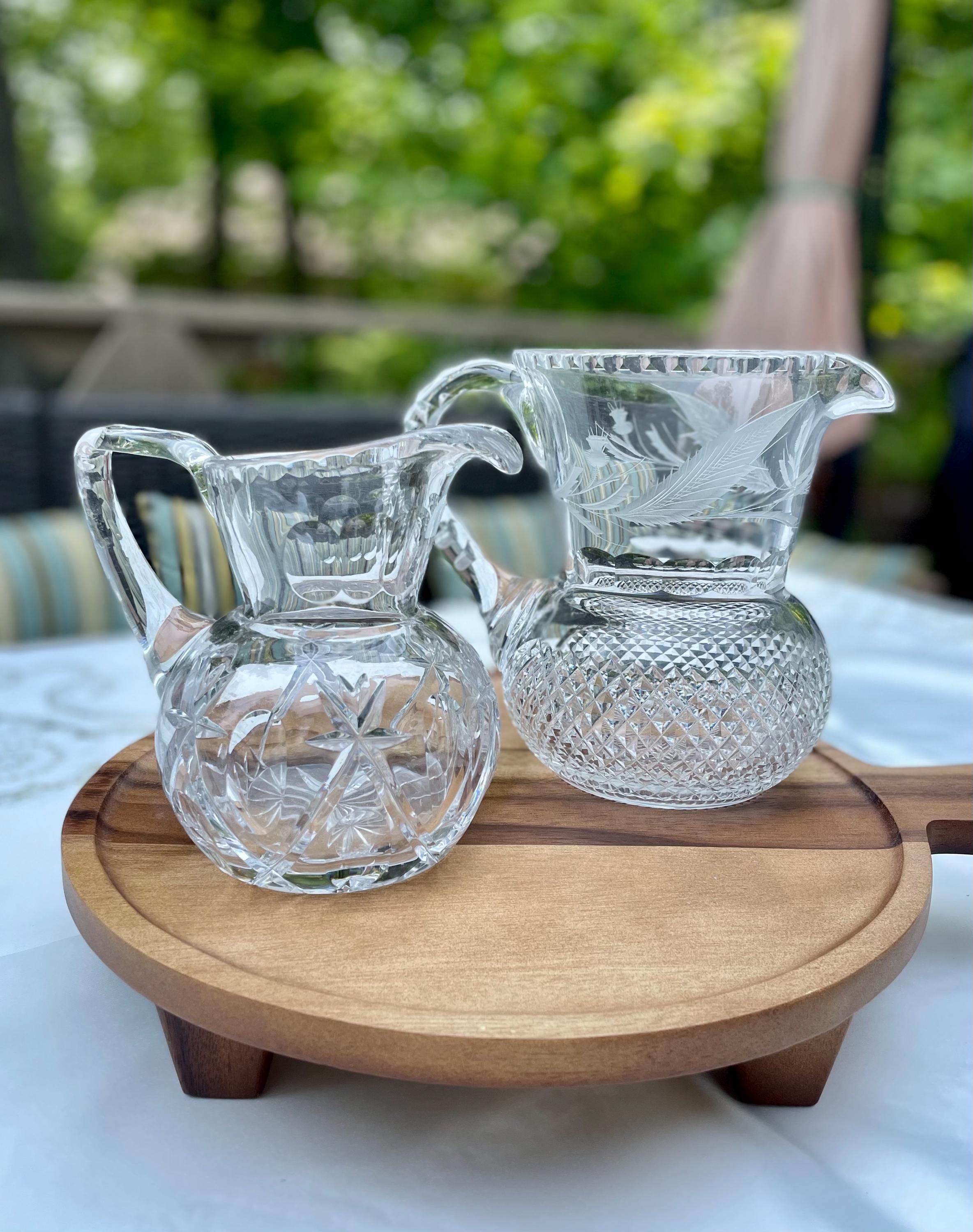 Vintage Heavy Crystal Glass Pitchers – Choose Your Size & Style