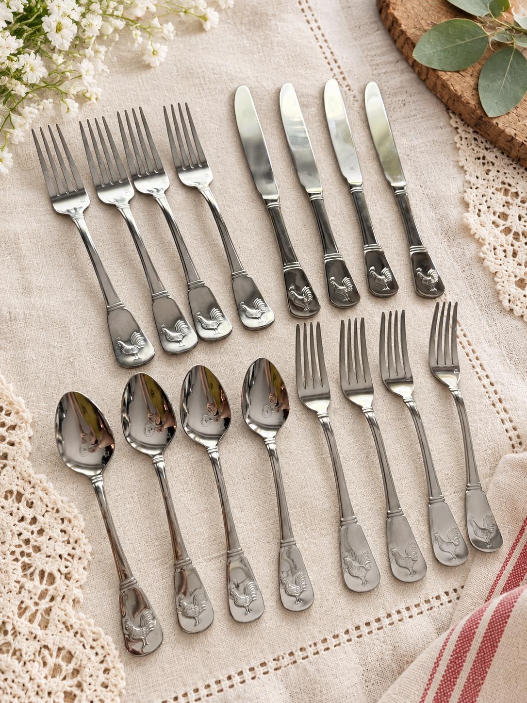 Cuisinart Elite Rooster Flatware Set for 4 – 16 Pieces – Stainless Steel