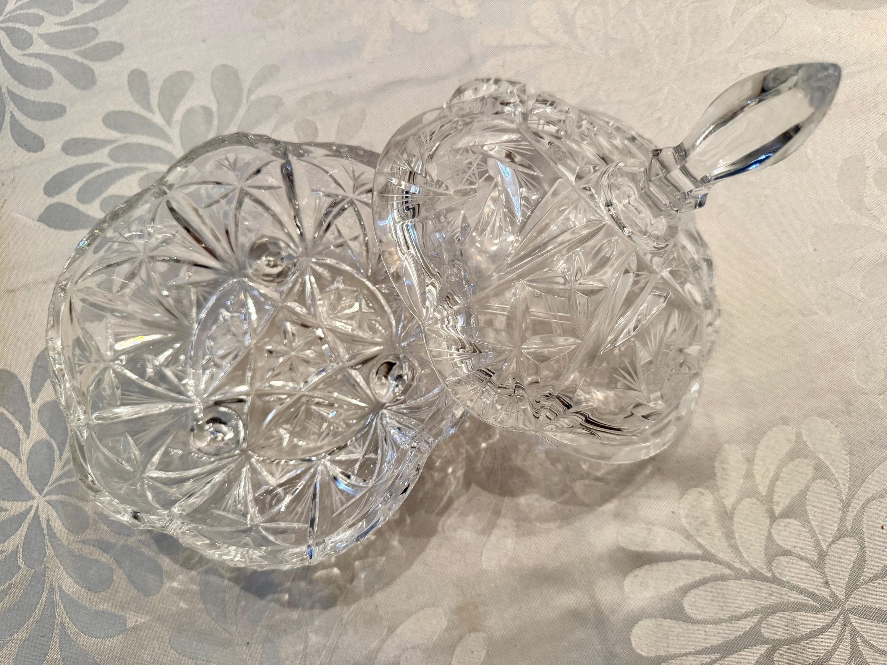 Vintage Crystal Candy Dish with Lid — Each Trinket Jar Sold Individually