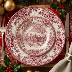 Vintage Churchill England Dinnerware - The Brook in Pink - Dishes Custom Sets - Christmas Table image 6