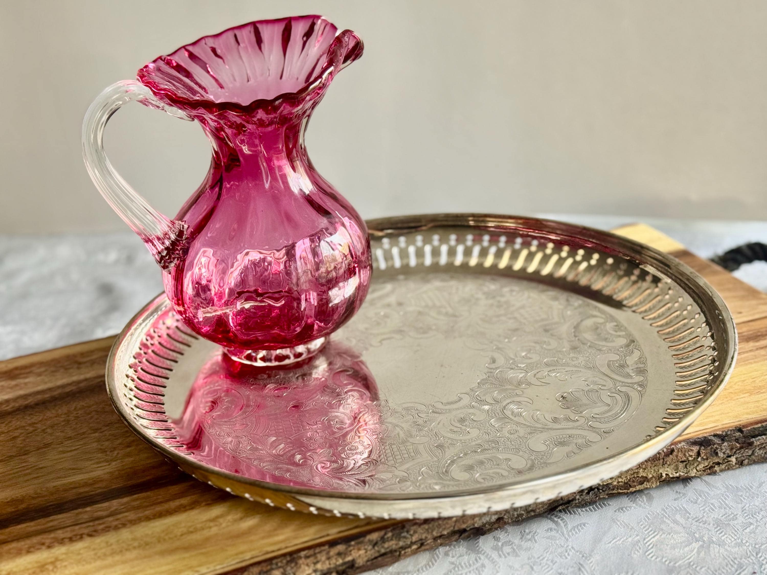 Vintage Marlboro Silver Plated Trays – Etched Design, Pierced Edge