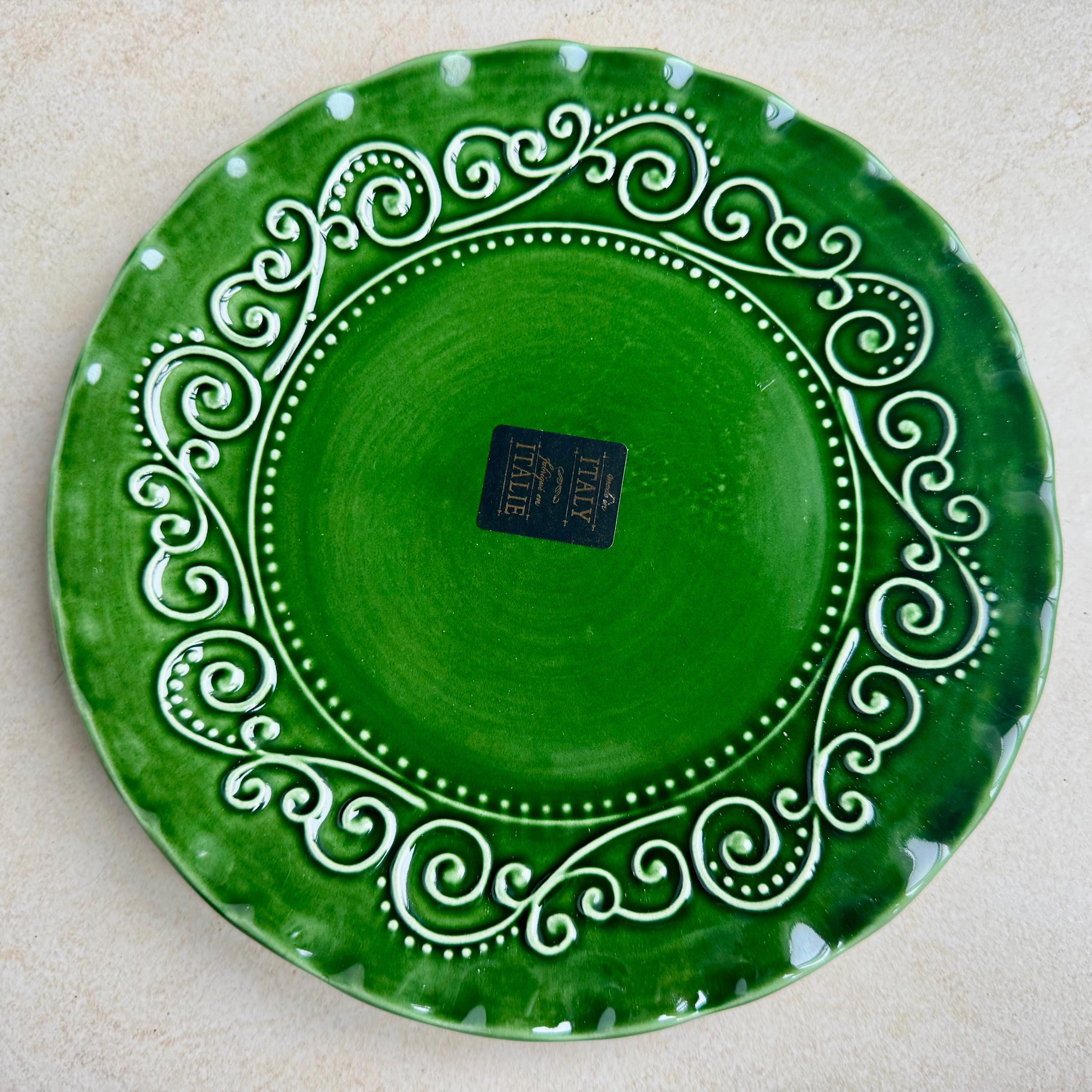 Curated Vintage Green Wall Gallery – Set of 7 Decorative Plates
