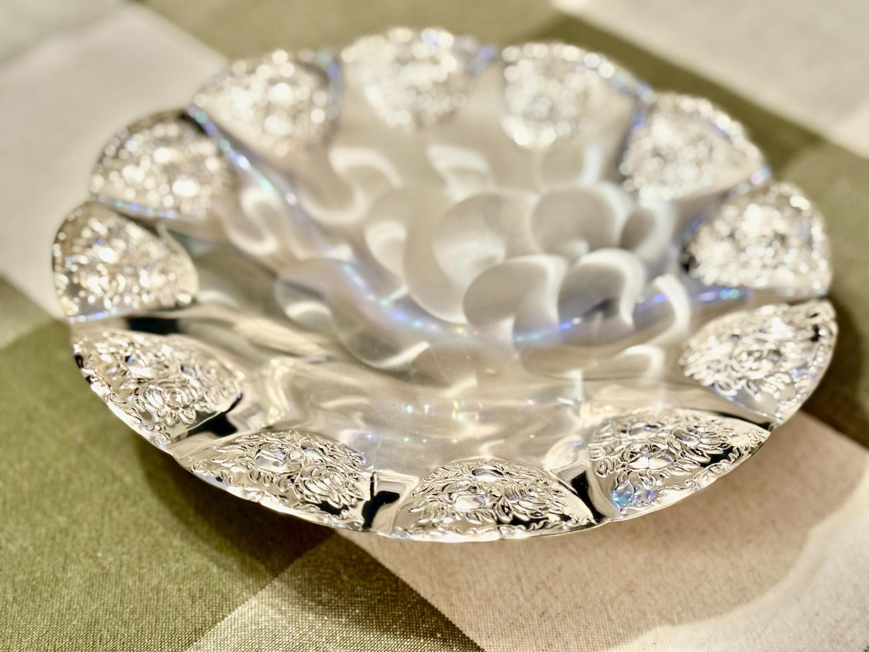 Vintage BMF Silverplated Footed Serving Bowl — Rose Embossed — Made in Western Germany