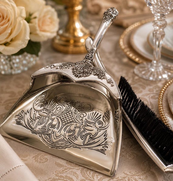 Vintage Godinger Silverplate Silent Butler Crumb Catcher Set