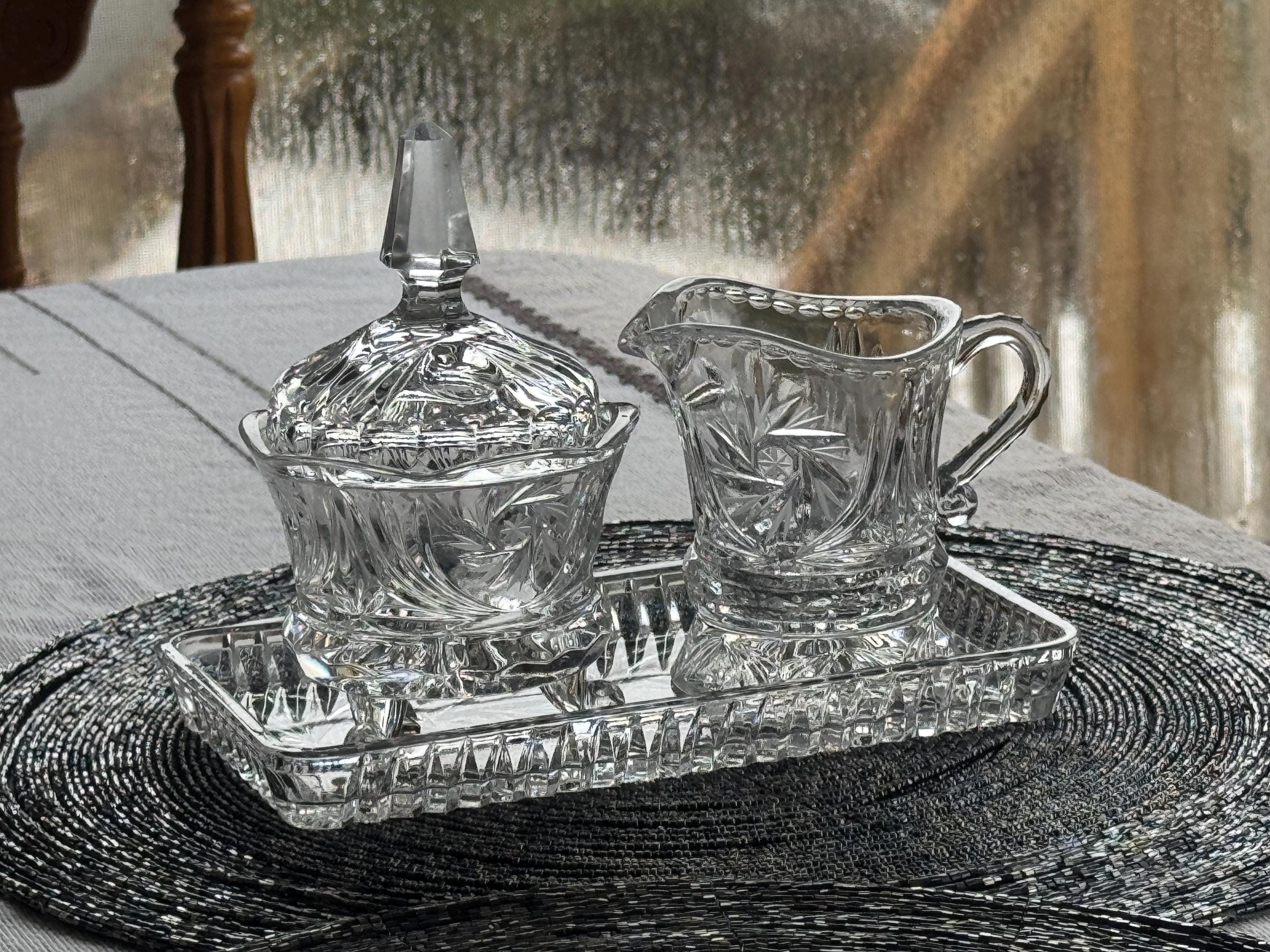 Vintage Cut Glass or Crystal Vanity Set