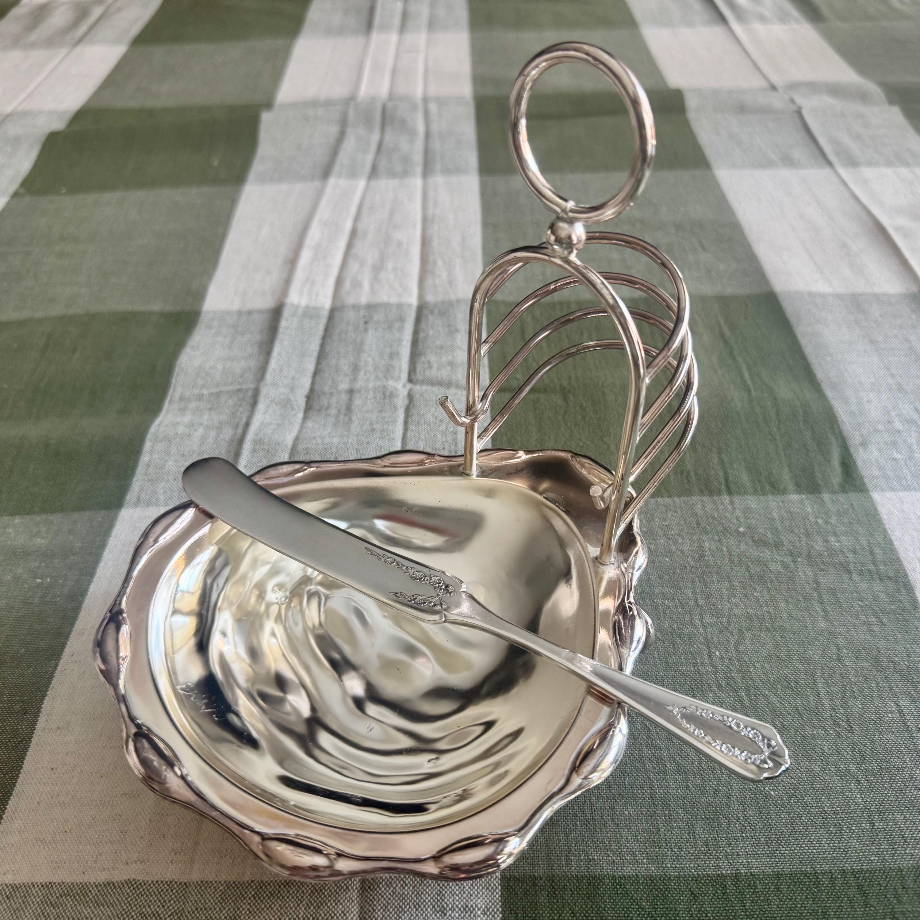 Vintage Silverplate Tea Accessories – English Toast Rack, Teabag Holder, Creamer & Sugar