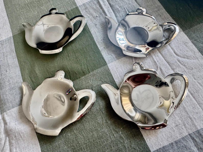 Vintage Silverplate Tea Accessories – English Toast Rack, Teabag Holder, Creamer & Sugar Four Teabag Holders