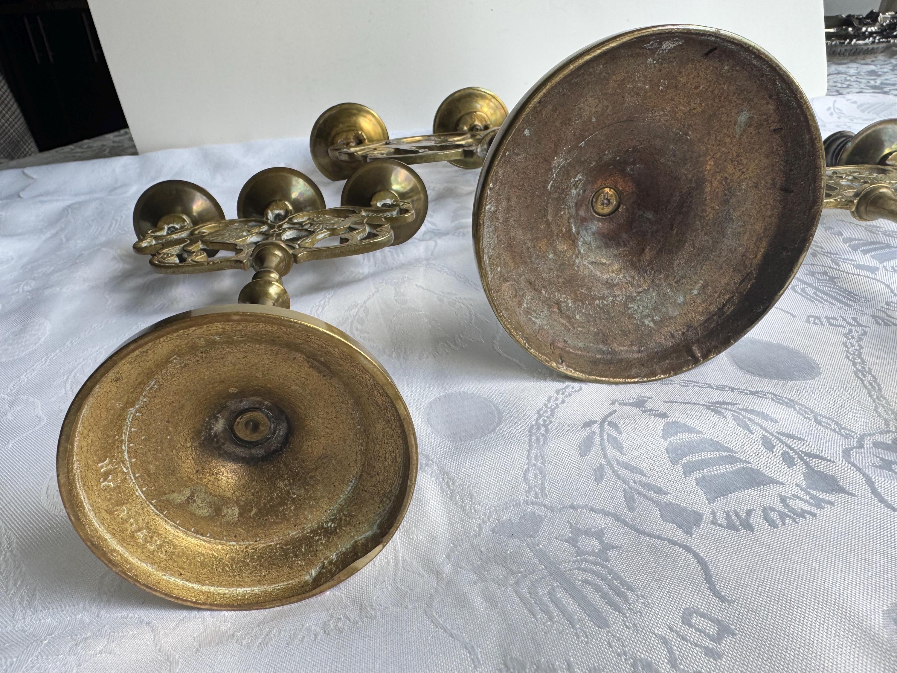 Vintage Brass Lion of Judah Candelabras – Sold individually