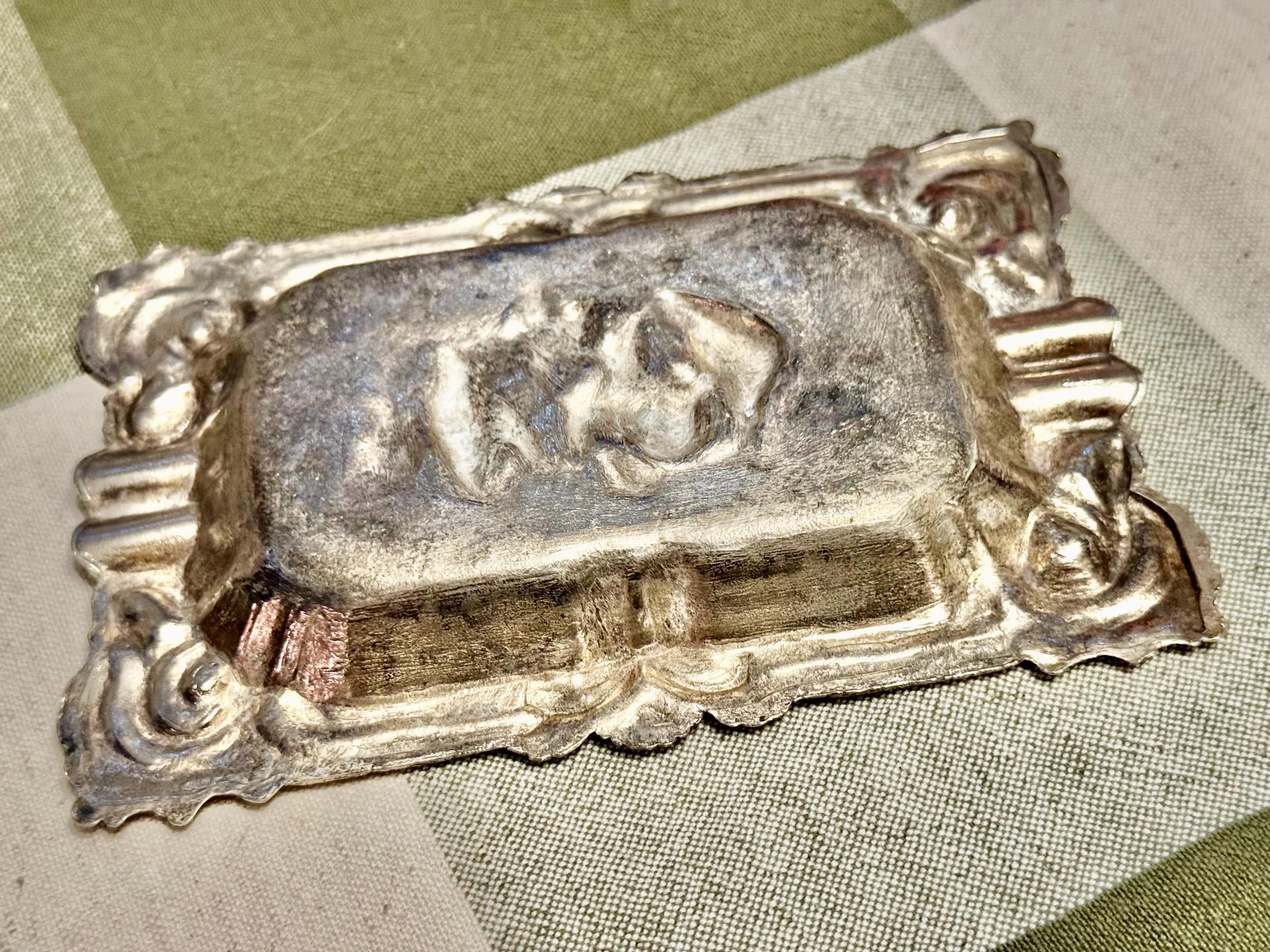 Vintage Japanese Silverplate Trinket Tray | Dutch Village Scene Relief | Rococo Catchall | Mid-Century Japan Decor