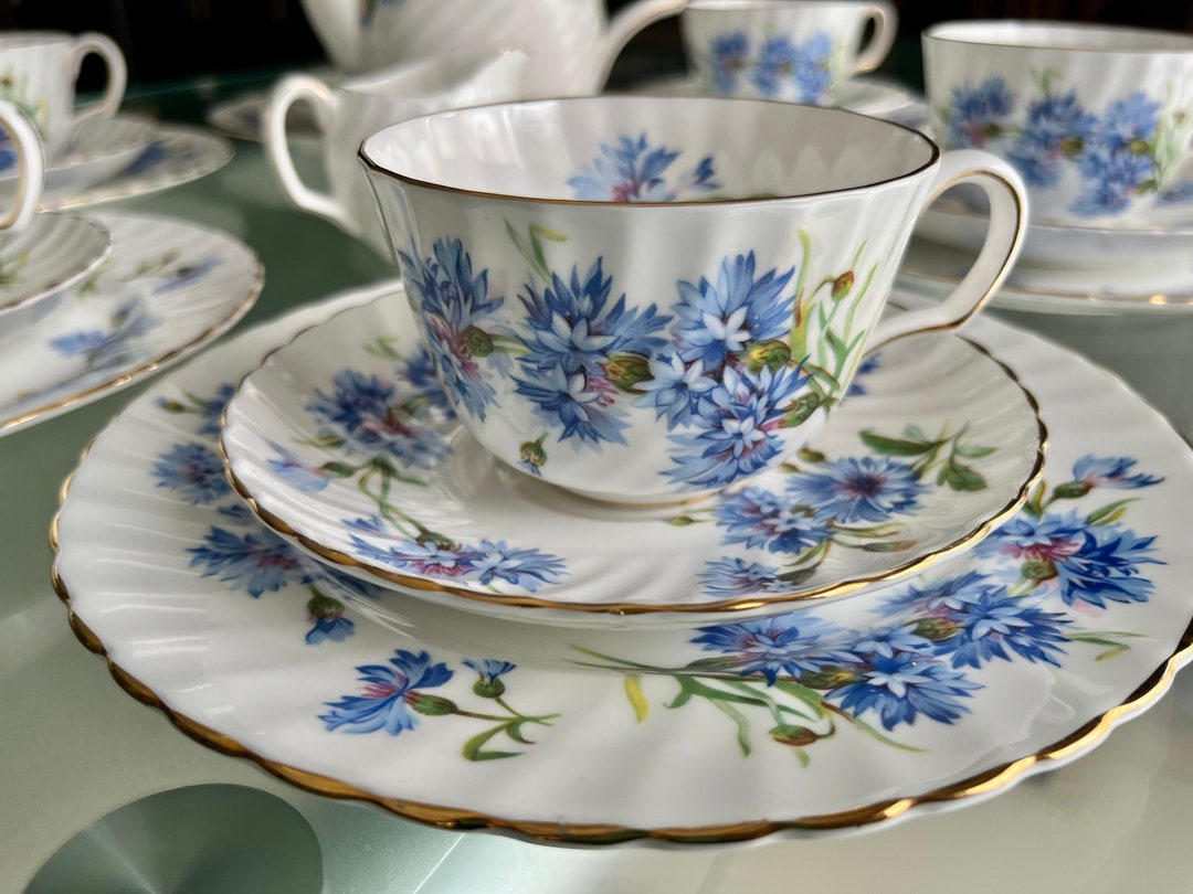 Cornflower by Adderley Vintage English Fine Bone China Complete Tea Set