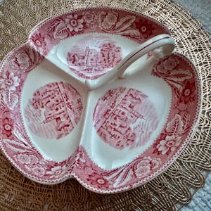 Vintage Woods & Sons “Woodland” Red Transferware Divided Serving Dish – England image 11