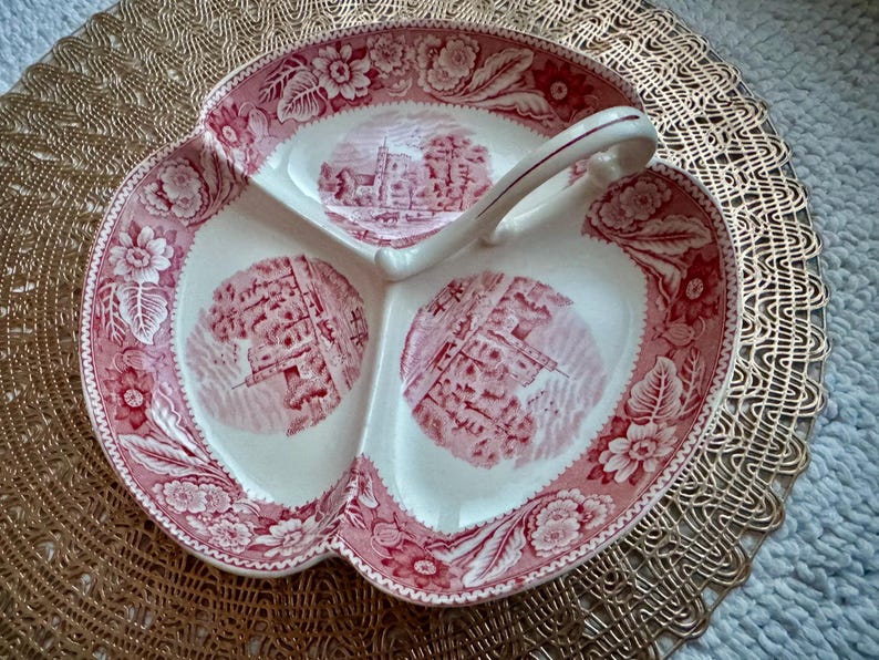 Vintage Woods & Sons “Woodland” Red Transferware Divided Serving Dish – England image 11