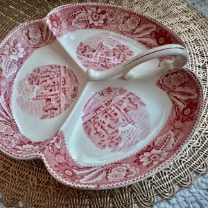 Vintage Woods & Sons “Woodland” Red Transferware Divided Serving Dish – England image 12