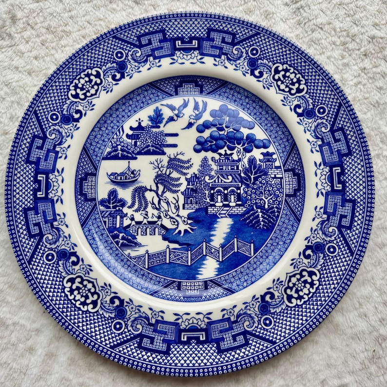 Vintage-Inspired Blue & White Dinner Plates — Mix Match Your Favorites — Made in England 6. Blue Willow