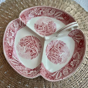 Vintage Woods & Sons “Woodland” Red Transferware Divided Serving Dish – England image 2