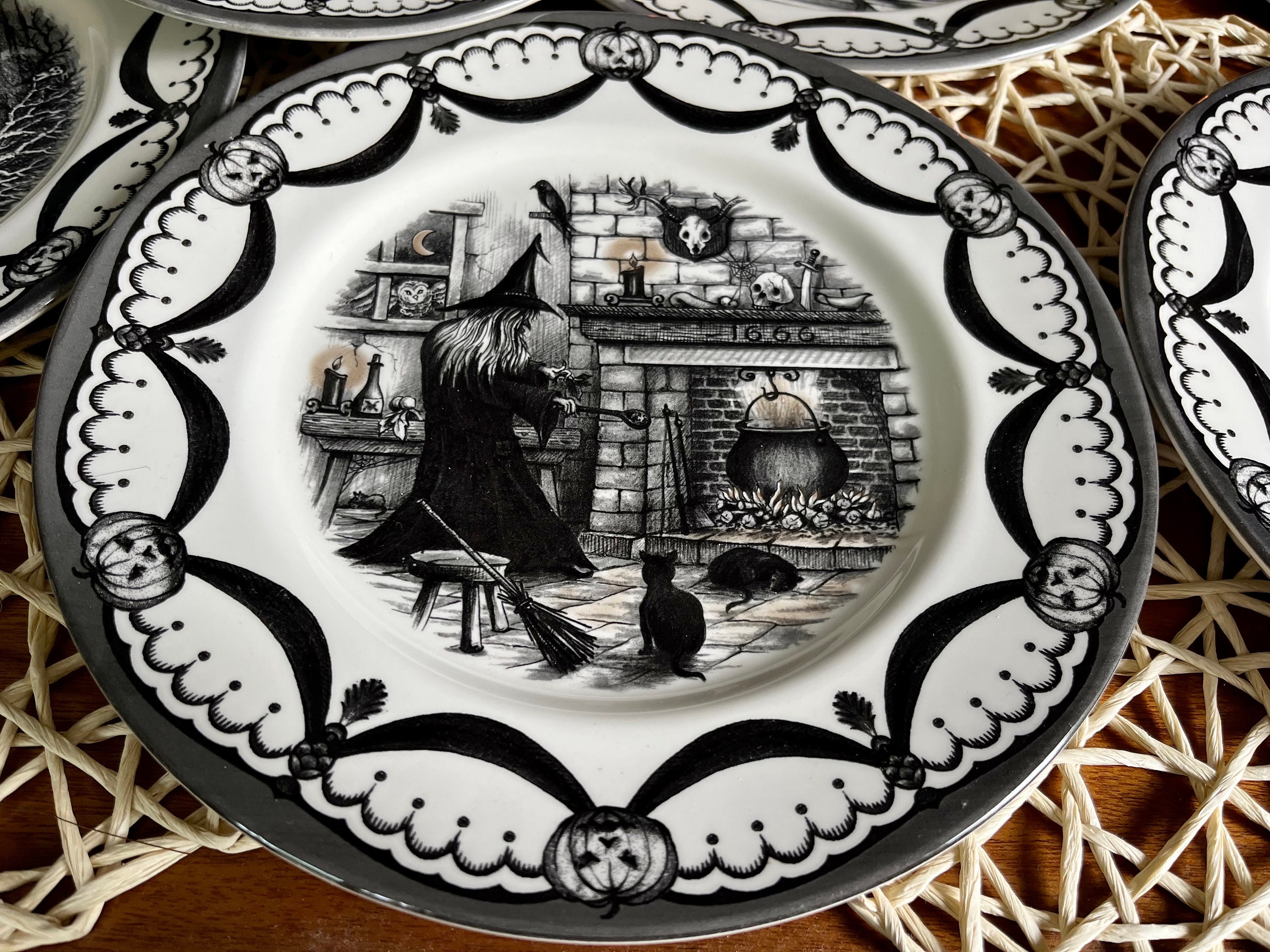 Halloween Dinner Plate: Royal Stafford England Wicked Witches Coven (11")