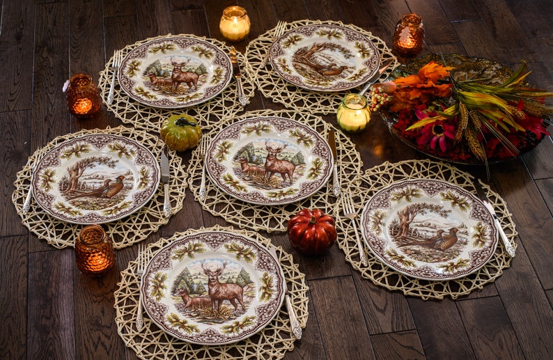 Royal Stafford Transferware Dinner Plates: Thanksgiving Fall Decor, Made in England bild 4