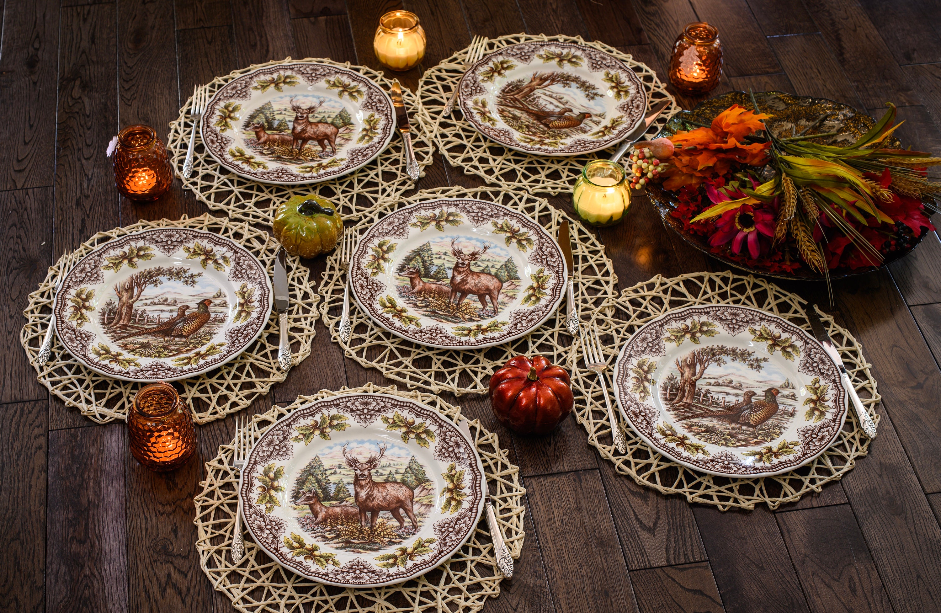 Royal Stafford Transferware Dinner Plates: Thanksgiving Fall Decor, Made in England