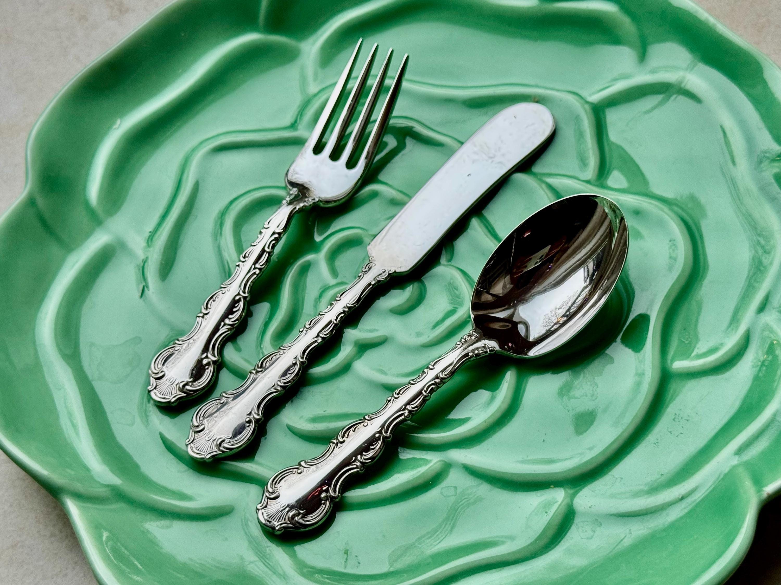 Vintage Birks Silverplate “Louis de France” Baby Set – Fork, Knife & Spoon
