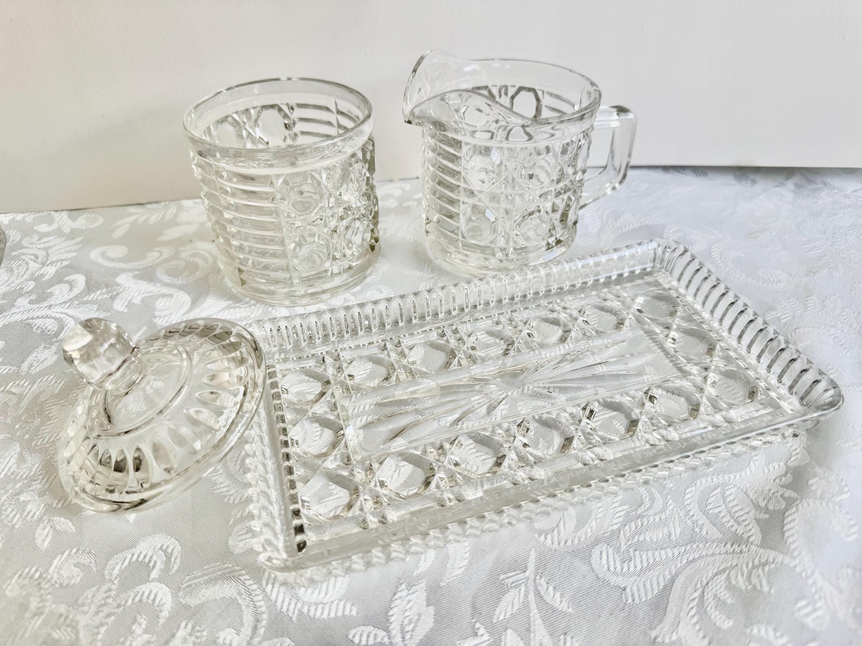 Vintage Cut Glass or Crystal Vanity Set