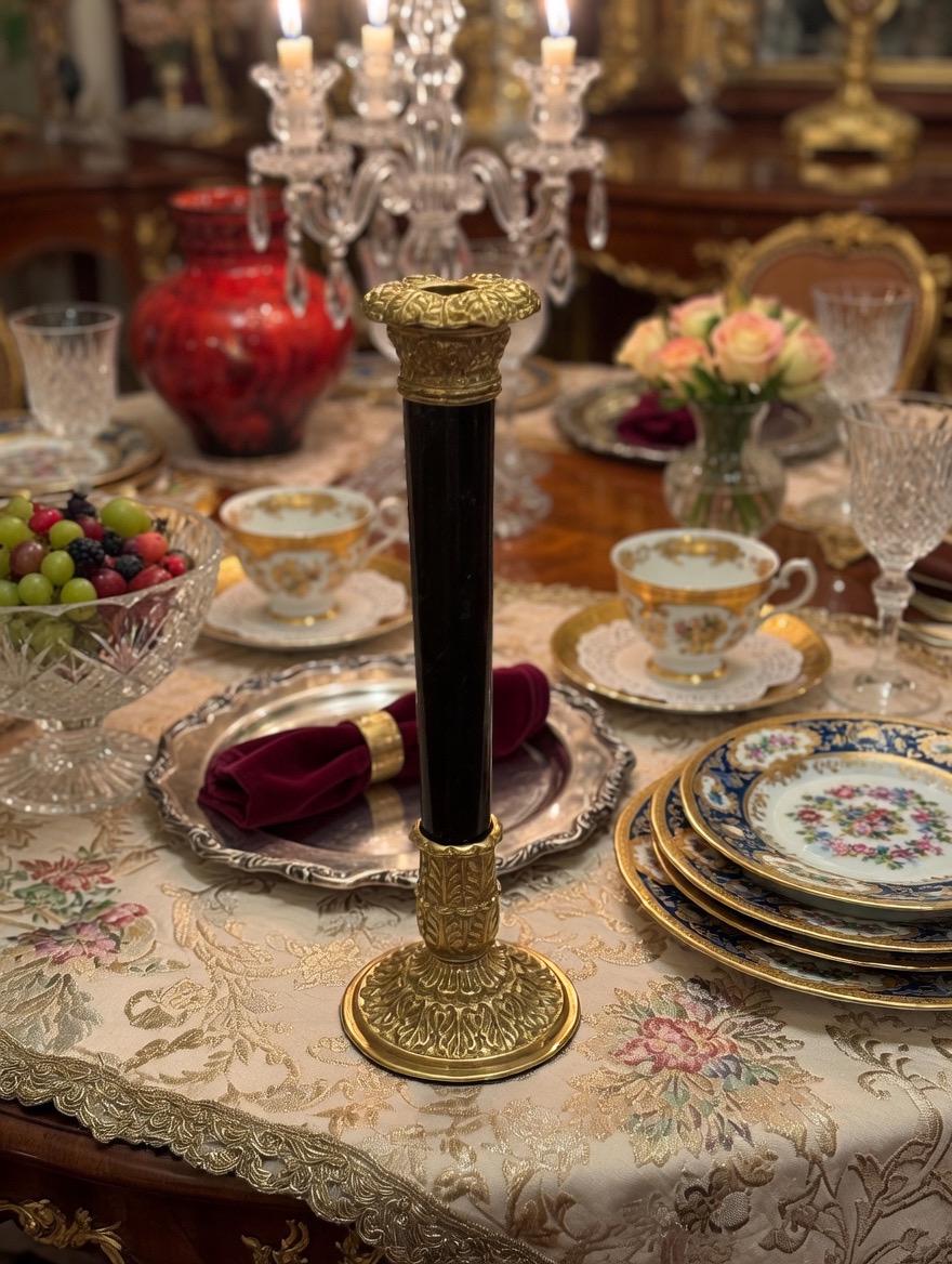 Vintage Brass Decor Collection — Marble Candlestick, Vase & Pitcher