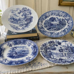 Vintage or Antique Blue & White Transferware Serving Platters bild 18