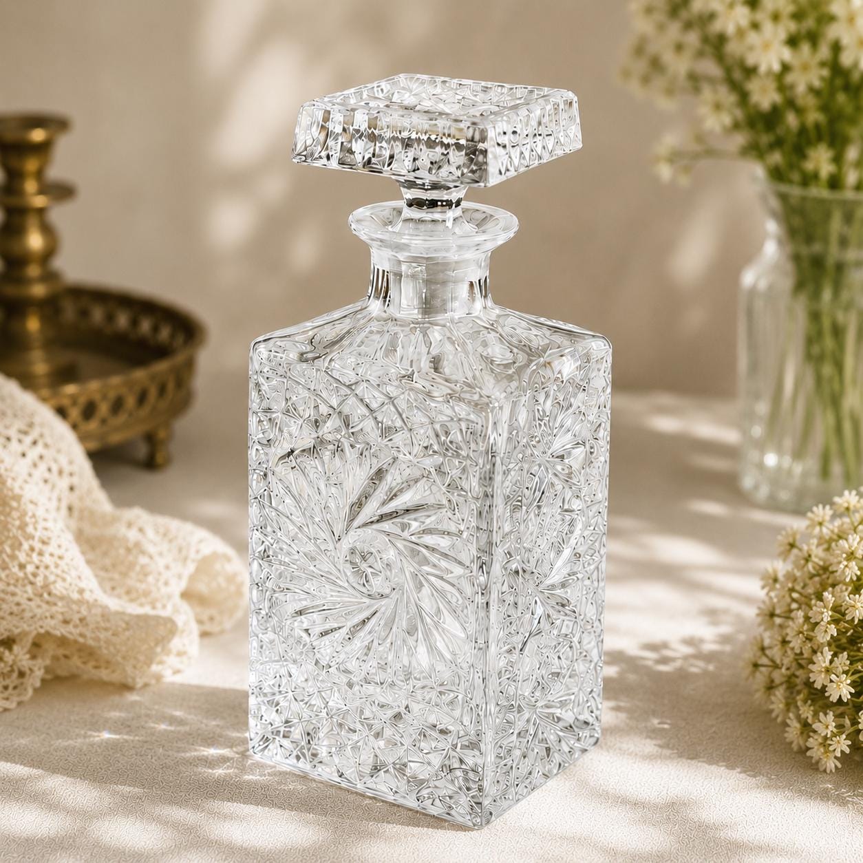 Vintage Crystal Decanters — Two Elegant Styles Available