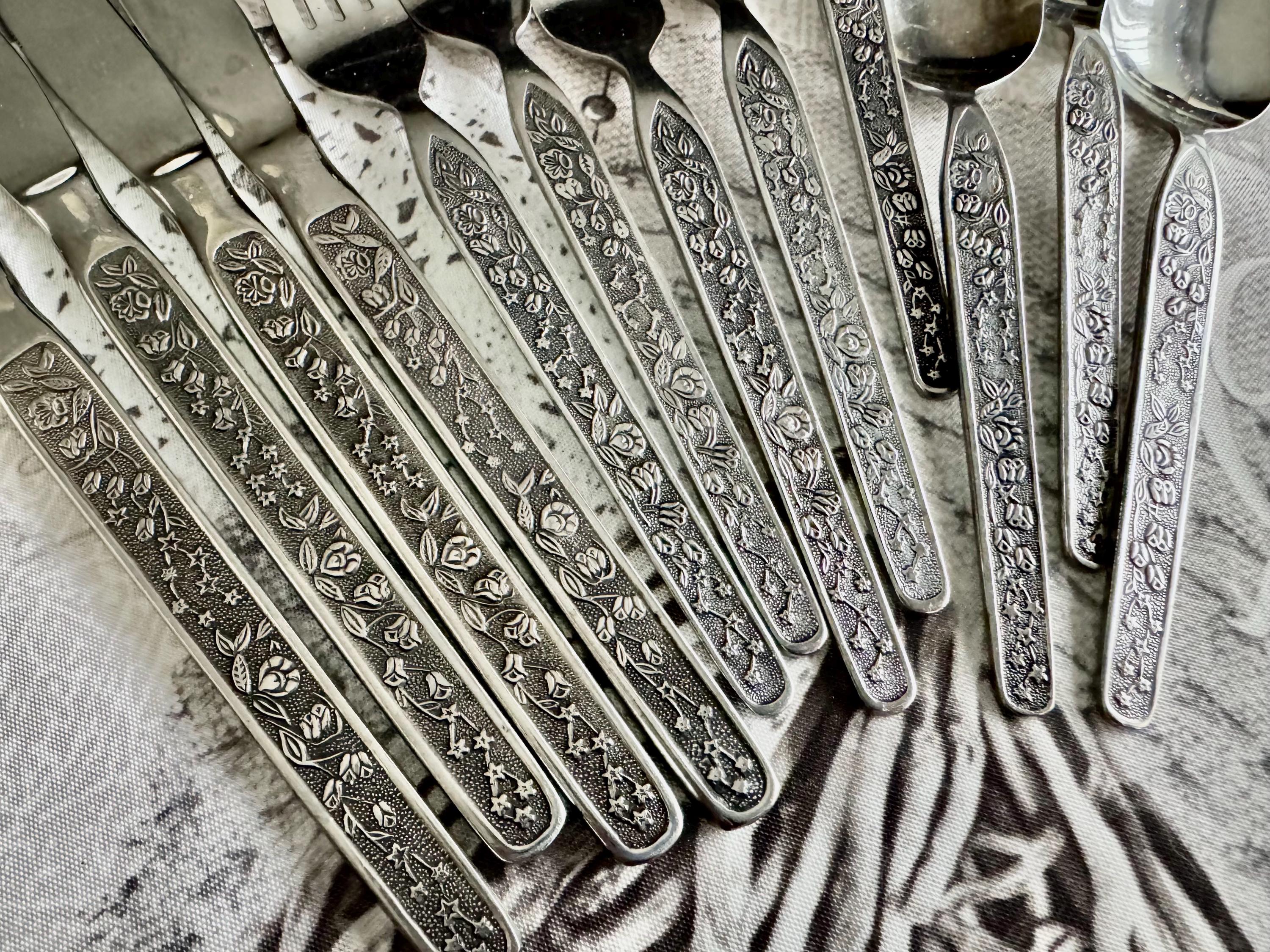 Vintage Sevita Flatware – National Stainless – Floral Pattern Stainless Steel
