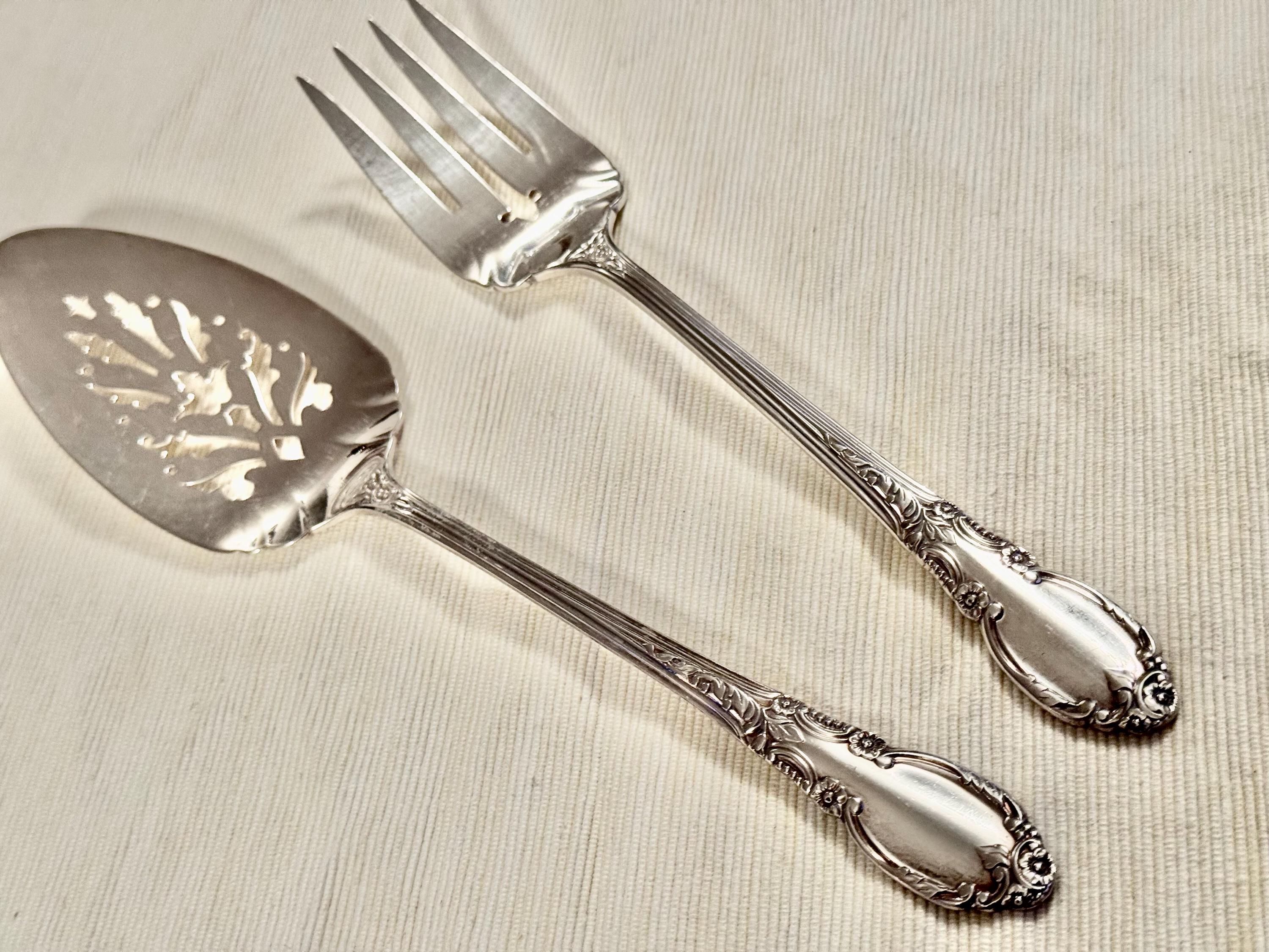 Vintage Oneida Silverplate Cake Server and Cold Meat Forks Set - 3-Piece Serving Set