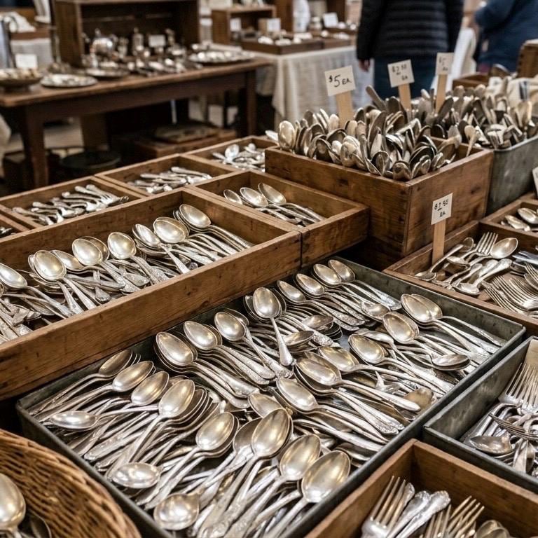 Vintage Spoons Bulk Set – Silverplate Dessert Spoons – Mixed Patterns – Wedding Tea Party Tableware