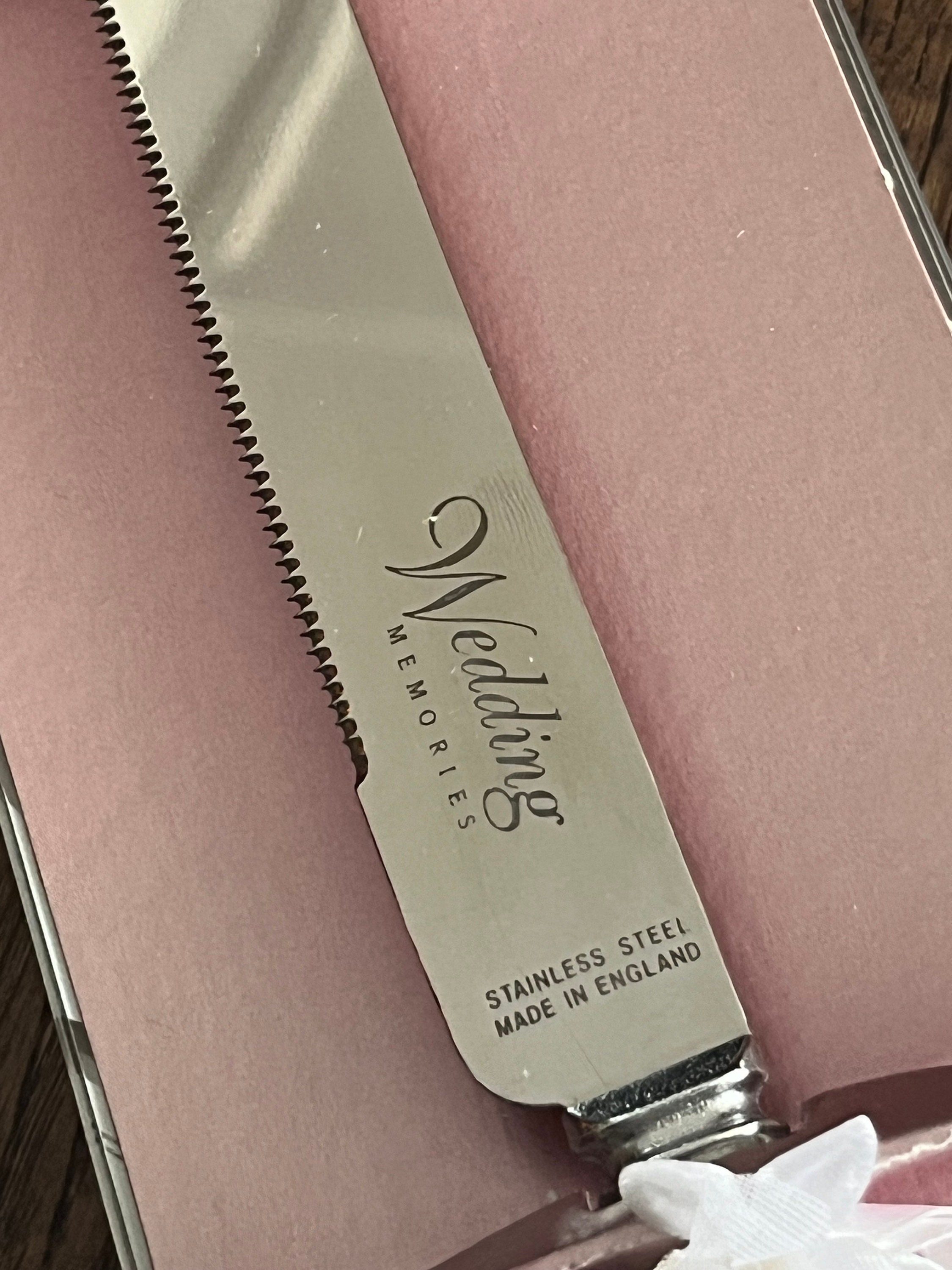 Vintage New Wedding Cake Knife - Stainless Steel - Made in England - “Wedding Memories”