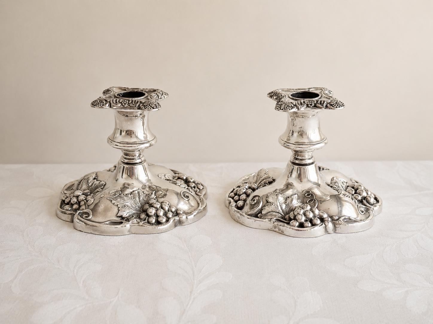 Elegant Silver-Plated Candle Holders – Ornate Vintage Charm — Candlesticks Extra Tall 13.5”