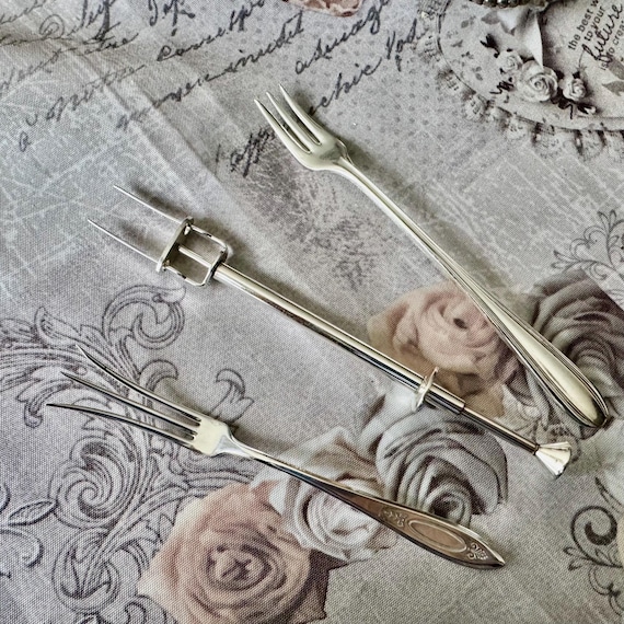 Vintage English Silverplate Serving Forks – Mechanical Ejector Fork by Lion Works & More