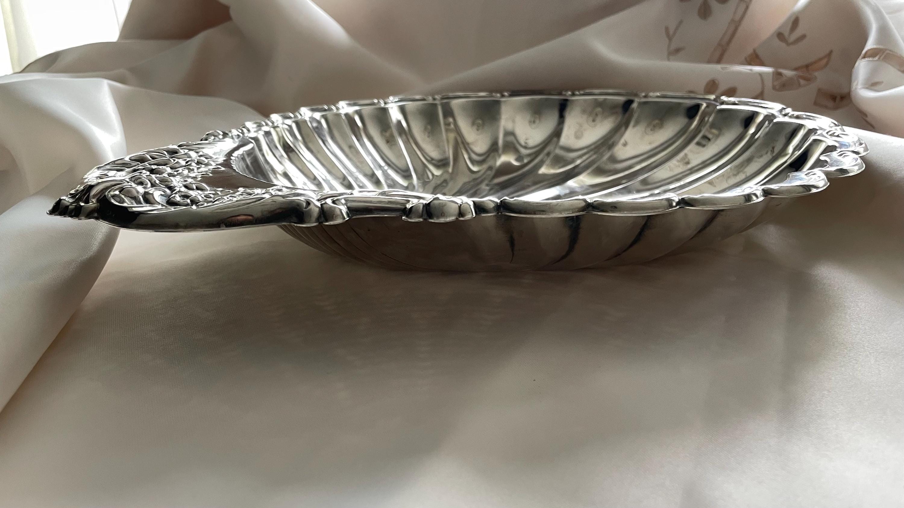 Vintage Silverplate Shell Tray: Rococo Floral Serving Dish, Hong Kong