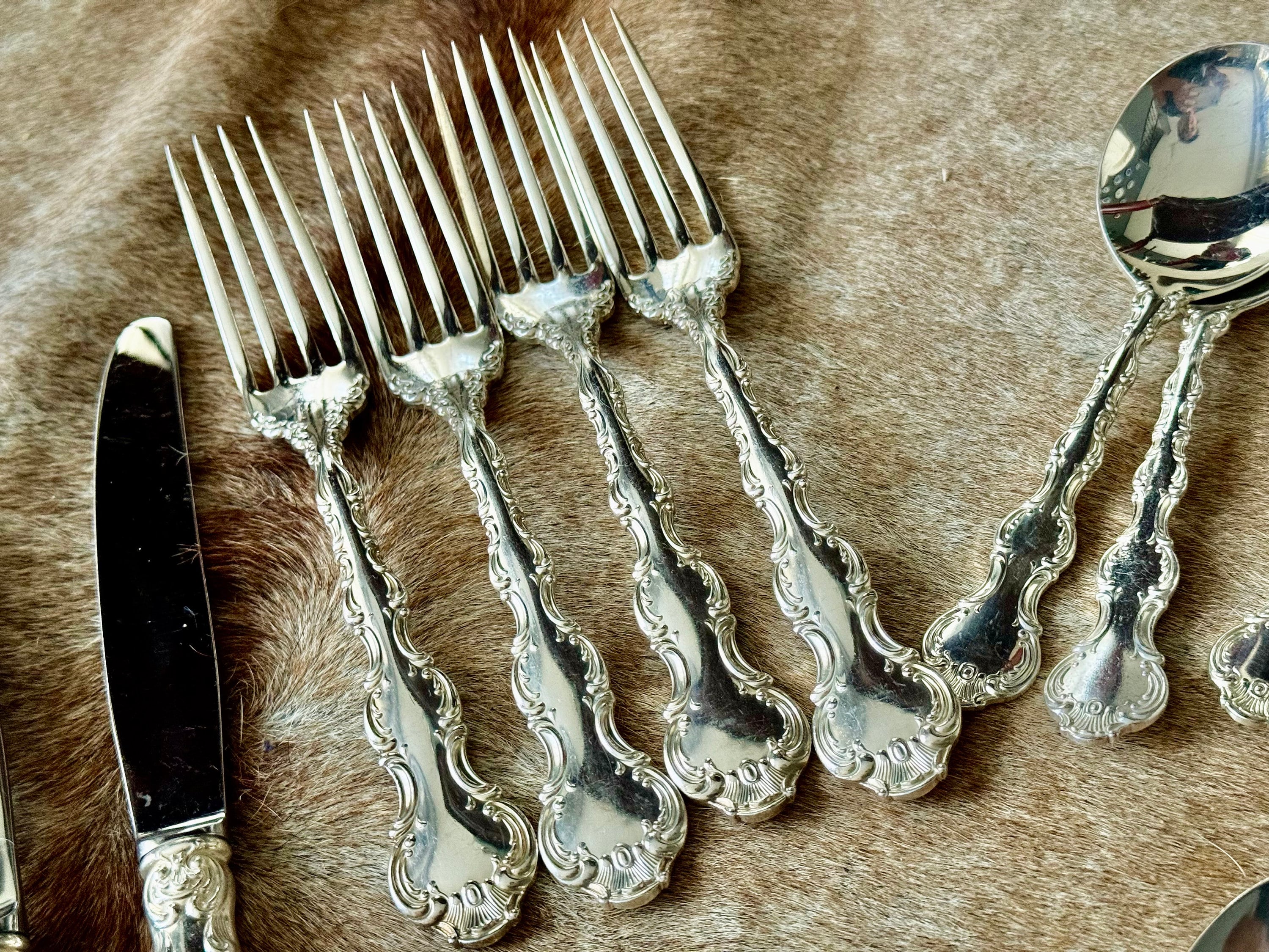 Vintage Birks Regency Plate “Louis De France” Complete Silverware Set for 6