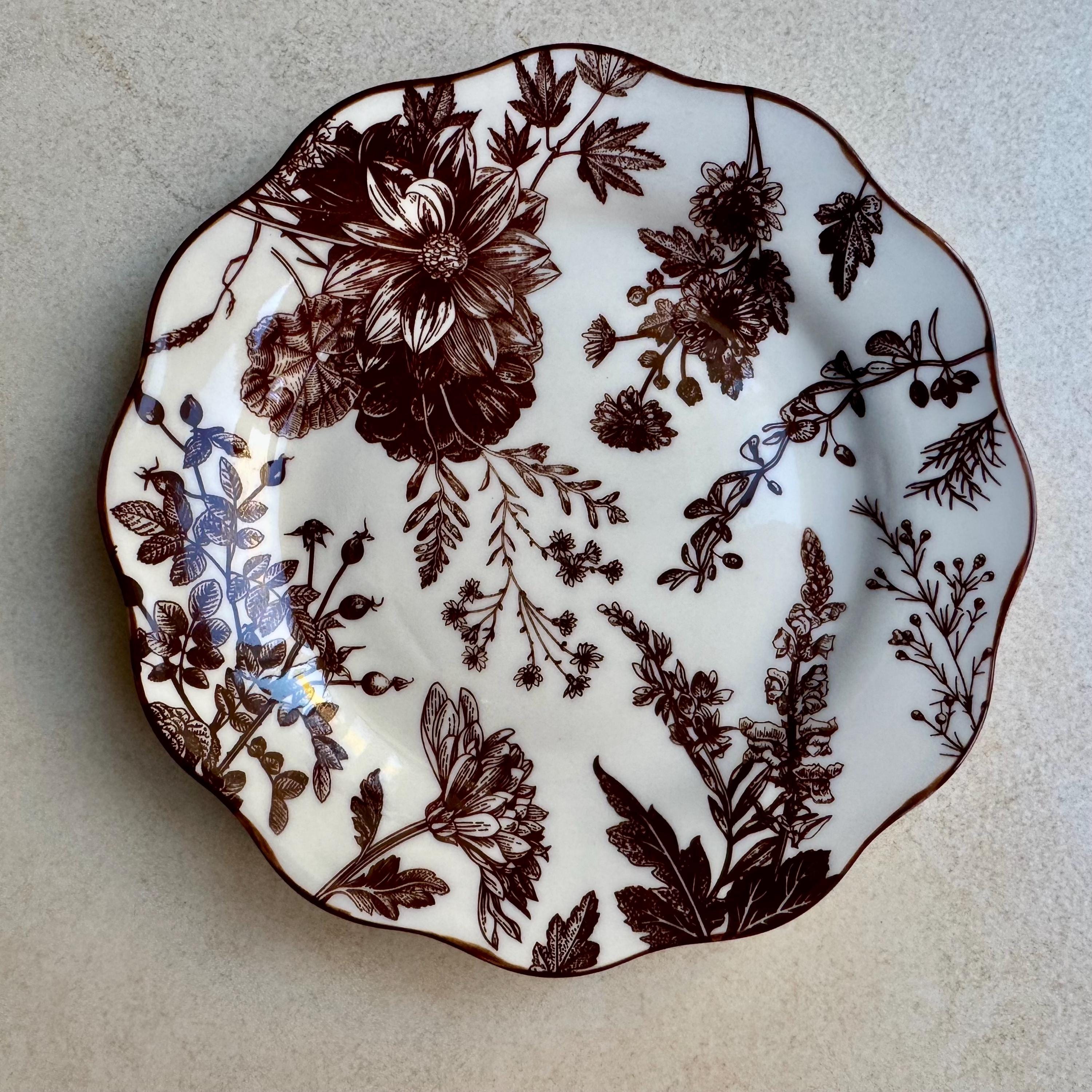 Vintage Autumn Wall Plate Gallery – 8 Piece Mixed Transferware & Leaf Dish Collection – Brown Floral, Windmill, Maple Leaf Decor