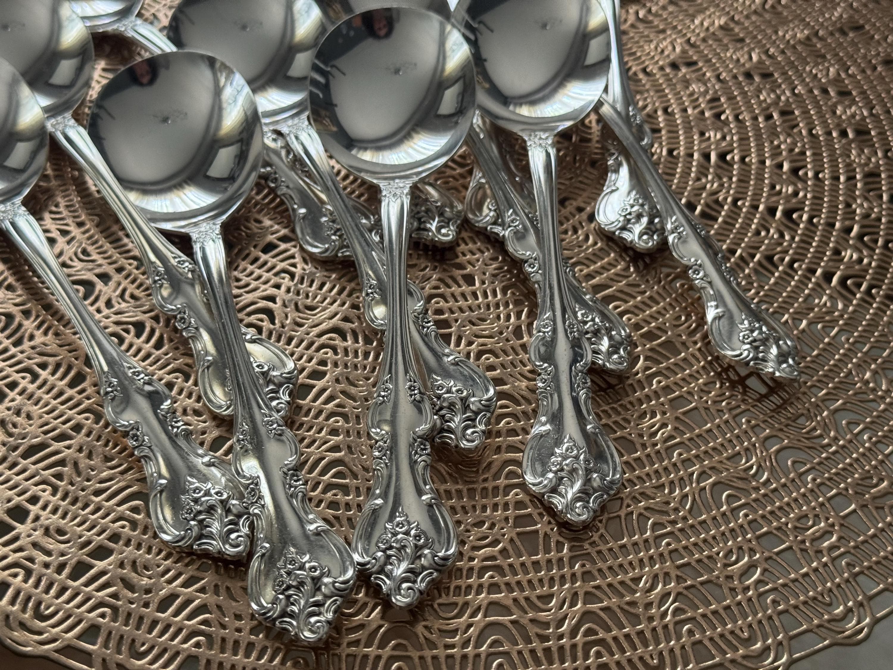 Vintage Orleans Rogers Bros Silverplate Round Soup Spoons - Set of 12