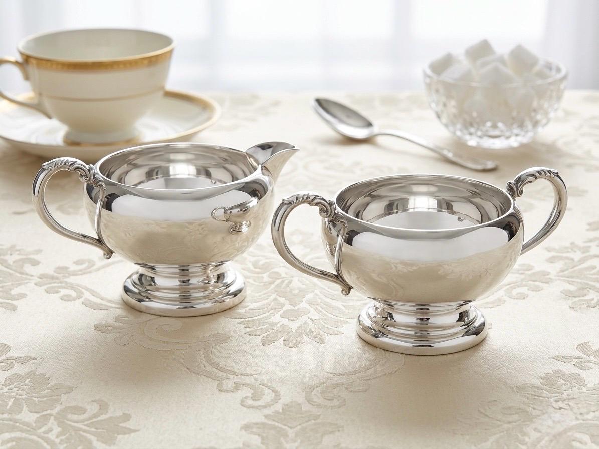 Vintage Silverplate Creamer Sugar Set – Ornate Victorian Mid-Century Styles