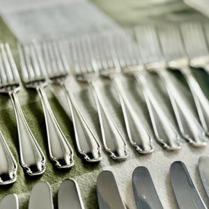 Rostfrei Solingen verzilverd bestek – complete service voor 11 + extra's – Duitsland afbeelding 12