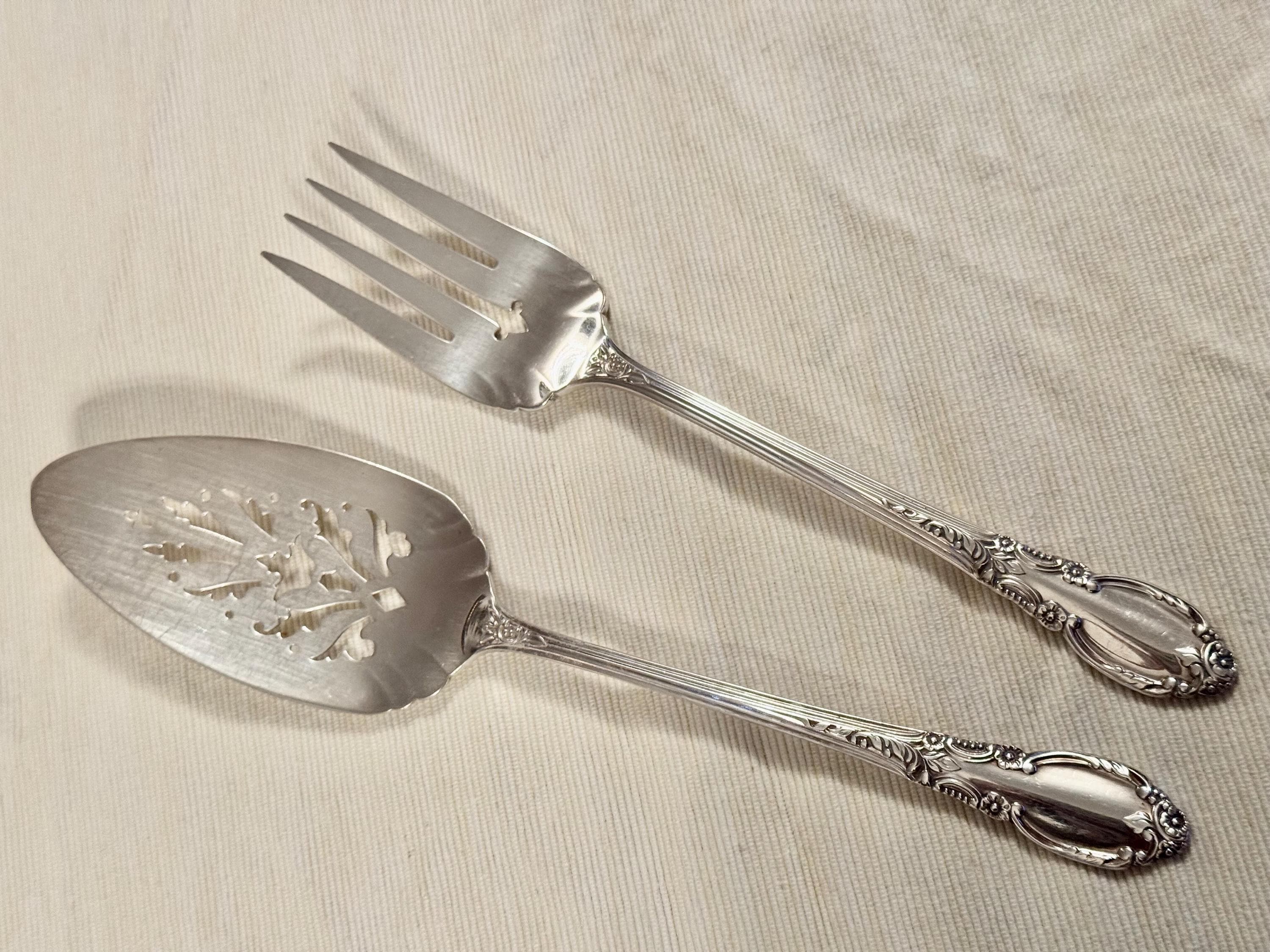 Vintage Oneida Silverplate Cake Server and Cold Meat Forks Set - 3-Piece Serving Set