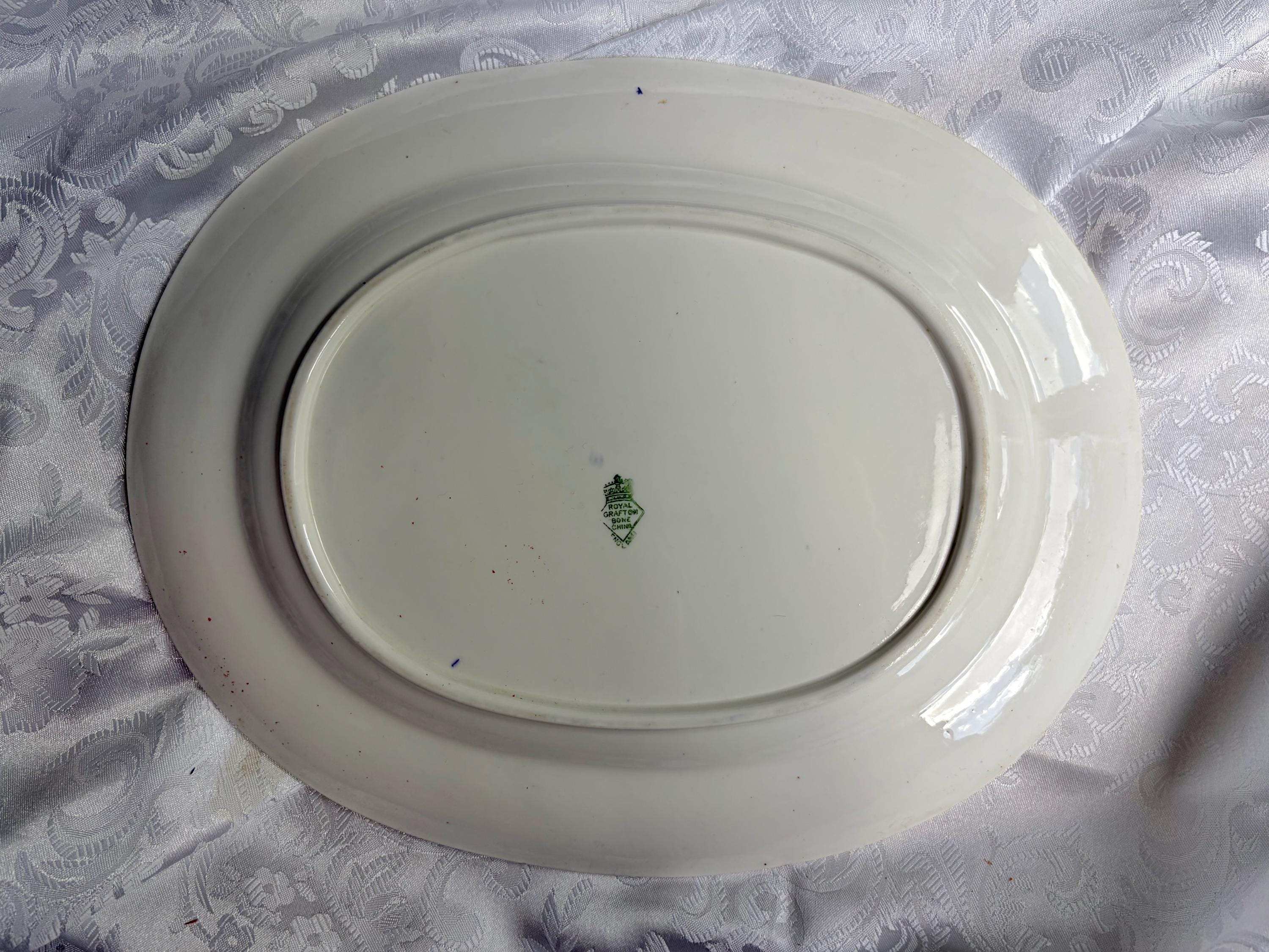 Antique or Vintage Blue White Transferware Platters | W. Ridgway Blue Willow 1912–1927, Royal Grafton Bone China, Wood & Sons England