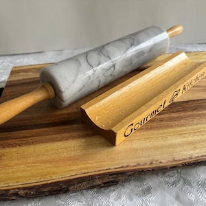Vintage Solid Marble Rolling Pins with Wooden Handles & Original Stand – Sold Individually image 8