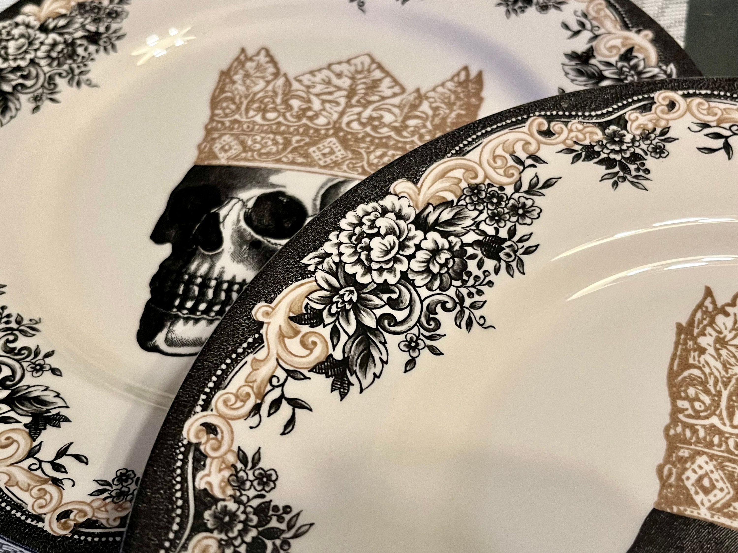 Vintage Style Transferware — Wedding Skeletons Halloween — Dinner Plate 11” — Royal Stafford England